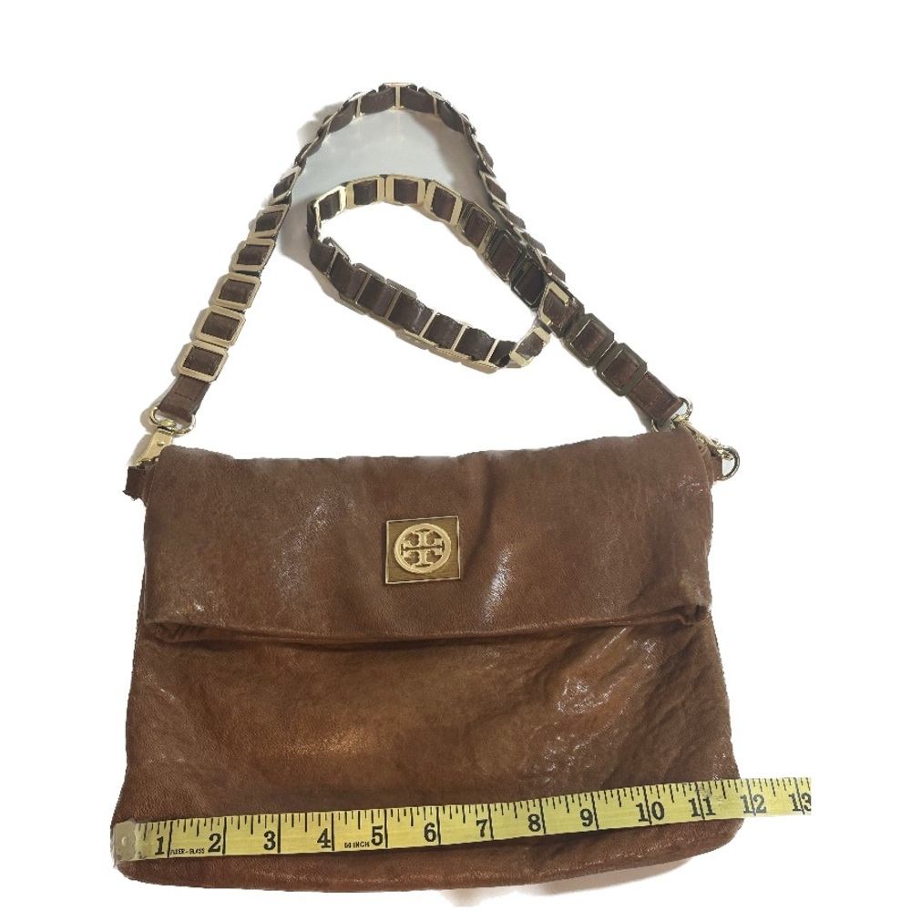 Tory Burch Leather Dena Foldover Crossbody Bag Gem